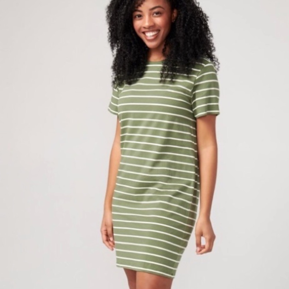 Striped Green Casual Dress